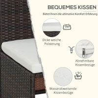 Outsunny 5-teiliges Polyrattan Gartenmöbel-Set, wetterfest Balkonmöbel für 4 Personen Terrassenmöbel mit Tisch 4 Stühle Kissen, Lounge-Set Essgruppe Sitzgruppe für Balkon, Garten, Braun+Khaki(m-5)