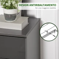 HOMCOM Cassettiera da 4 Cassetti con Maniglie di Metallo, in Truciolato, 75x36x72 cm, Grigio(m-7)