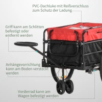 HOMCOM Lastenanhänger Bollerwagen 130 x 64 x 103 cm Stahl Schwarz+Rot(m-7)