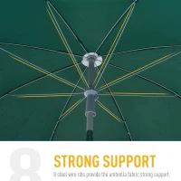 Outsunny 2.2m Beach Umbrella, Portable Parasol with Tilting Function, Outdoor Sunshade Shelter with 8 Ribs, Green(m-7)
