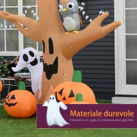 HOMCOM Albero Gonfiabile Halloween Natale con Zucche Fantasma Gufo Luci LED per Casa e Giardino Altezza 240cm(m-6)