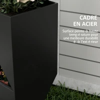 Outsunny Pot de fleurs Pots pour Plantes d'intérieur avec trous de drainage en métal dim. 30L x 30l x 100H cm noir(m-7)