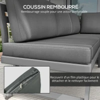 Outsunny Ensemble salon de jardin d'angle et convertible 4 pièces avec 2 banquettes, 1 fauteuil d'angle et 1 table basse(m-5)