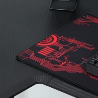 HOMCOM Gaming Tisch Schreibtisch L-förmige mit Kopfhörerhaken Getränkehalterung Computertisch MDF Metall Schwarz+Rot 168 x 109 x 78 cm(m-9)