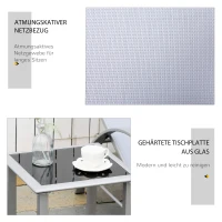 Outsunny Gartenliege Set Metall Mesh 3-TLG. Sonnenliege mit Teetisch Gartengarnitur mit 2 Sonnenliegen, 1 Beistelltisch Gartensitzgruppe für Garten, Balkon 59B x 169T x 66H cm Grau+Schwarz(m-5)