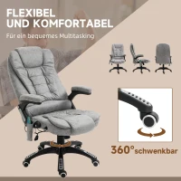 Vinsetto Chefsessel mit Massage- & Wärmefunktion, ergonomisch, verstellbar, bis 120kg, Grau(m-8)