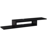 HOMCOM Mueble de TV Mesa Flotante para Televisión hasta 60 Pulgadas en la Pared con 2 Estantes Madera 152,4x29,8x21 cm Negro(m-1)