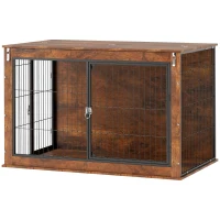 PawHut 46.46'' Dog Crate Furniture with Openable Top, Two Lockable Doors, for Extra Large Dogs, Rustic Brown(m-11)