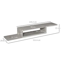 HOMCOM Floating TV Unit, Wall Mounted TV Stand with Open Shelf and 2 Cable Holes, Entertainment Unit for Living Room, Grey(m-3)