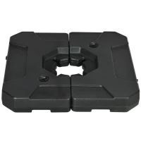 Outsunny Set 2 Piastre Base per Ombrellone da Giardino Riempibile con Acqua e Sabbia, Nero(m-10)