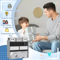 ZONEKIZ Organizador de Juguetes para Niños Estantería para Juguetes con 6 Cajas de Tela no Tejida Extraíbles 63x30x66 cm Gris(m-7)