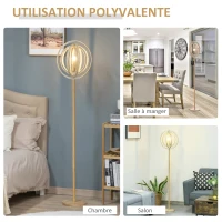 HOMCOM Lampadaire sur Pied Circulaire 40 W Max. Abat-Jour bois naturel clair dim. Ø 38 x 160 cm(m-6)