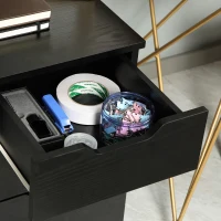HOMCOM 3 Drawer Storage Cabinet with Wheels for Home Office, Black(m-9)