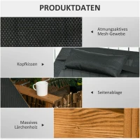 Outsunny Gartenliege, Sonnenliege, verstellbare Rückenlehne, atmungsaktiver Stoff, Schwarz + Braun, 85 x 200 x 84 cm(m-5)