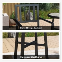 Outsunny 3 Piece Patio Bistro Set with Plastic Top, 2 Stackable Chairs, Galvanised Steel Frame, Grey(m-6)