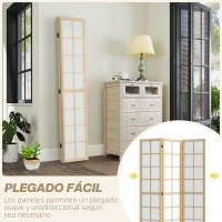 HOMCOM Biombo Plegable de 3 Paneles Separador de Ambientes para Sala de Estar Dormitorio y Oficina 120x170 cm Madera y Blanco(m-5)