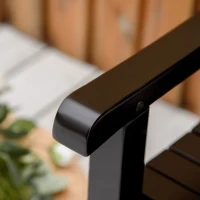 Outsunny Banc de jardin 2 places banquette extérieur terrasse patio dossier haut assise à lattes accoudoirs confortables bois de peuplier 123 x 61 x 89,5 cm noir(m-9)