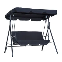 Outsunny Hollywoodschaukel mit neigbarem Dach Stahl Schwarz(m-10)