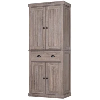HOMCOM Küchenschrank, Hochschrank, Küchenbuffet mit 2 Schränken und Schublade, Mehrzweckschrank, Kippschutz, Sideboard, Braun, 76 x 40,5 x 184 cm(m-10)