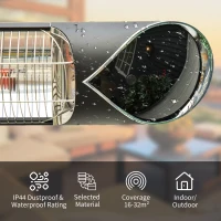 Outsunny 2000W Electric Infrared Patio Heater Wall Mounted Carbon Fibre Heater with Remote Control, 4 Heat Settings, 24-Hour Timer for Indoor Outdoor, Black(m-7)