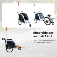PawHut Carrellino Rimorchio per Cani da Bicicletta, Bianco e Nero(m-5)