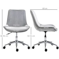 HOMCOM Bürostuhl Schreibtischstuhl Drehstuhl drehbar Höhenverstellbar 360°, Samtstoff, Grau, 52,5 x 60 x 82-91 cm(m-3)