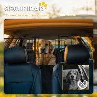 PawHut Barrera Protectora de Coche para Perros con Anchura Ajustable Rejilla para Perros de Coche Plegable 93-150x42 cm Negro(m-6)