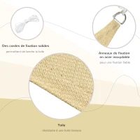 Outsunny Voile d'ombrage Triangulaire Grande Taille 4 x 4 x 4 m polyéthylène Haute densité résistant aux UV Coloris sable(m-8)