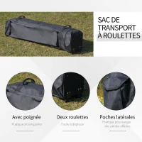 Outsunny Tonnelle barnum de jardin pop-up pliant 4 x 4 m acier polyester moustiquaires + sac de transport à roulettes gris(m-8)