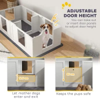 PawHut Two Room Design, Whelping Box for Dogs with Whelping Pad, Clear Panels, Adjustable Entrance, for Small Dogs, 164 x 80cm(m-5)