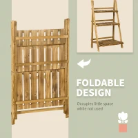 Outsunny Wooden Folding Flower Pot Stand 3 Tier Garden Planter Display Ladder Gardener Storage Shelves Rack Herb Holder (60L x 37W x 93H cm)(m-6)