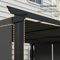 Outsunny Markise Sonnenschutz. Pergola, wetterbeständig,  inkl. Befestigungsmaterial, 3 x 3,5 m, Dunkelgrau(m-6)