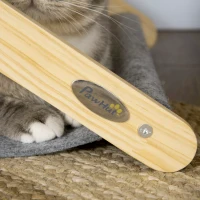 PawHut Lit pliable pour chats hamac 2 niveaux en bois et feutrine avec jeu boules suspendues - dim. 52L x 42l x 33,5H cm(m-9)