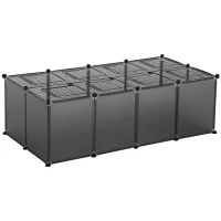 PawHut DIY Pet Playpen with Door Bottom 28 Panels Small Animal Cage for Guinea Pigs, Rabbit, Chinchillas, Grey(m-1)