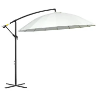 Outsunny Ombrellone Decentrato da Giardino 3x2.6 m a Braccio con Base a Croce, Bianco Crema(m-10)