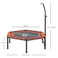 HOMCOM Fitness-Trampolin, Trampolin, Gartentrampolin für Joga, Stahl+Kunststoff+EVA, Schwarz+Orange, 121,92 x 121,92 x 138 cm(m-3)