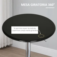 HOMCOM Mesa de Bar Regulable en Altura Giratoria 360º con Base Redonda Mesa Alta de Acero Moderna para Cocina Comedor Cafetería 61x61x76-97 cm Negro(m-5)