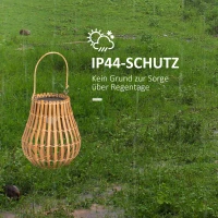 Outsunny Solar-Außenleuchte, 3 Helligkeitsstufen, Automatikbetrieb, Bambusschirm, Ø18,5 x 22 cm(m-8)