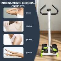 HOMCOM Máquina de Steps Mini Stepper para Fitness en Casa con Pantalla LCD y Pedales Antideslizantes 55x44x108cm Blanco y Verde(m-7)