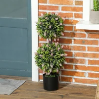 HOMCOM Set of 2 Decorative Artificial Plants Ball Trees with Lavender Flowers in Pot Fake Plants for Home Indoor Outdoor Decor, 70cm, Pink(m-9)