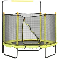 ZONEKIZ Cama Elástica Infantil Trampolín para Niños de 3-10 Años con Red de Seguridad Ø140x120-140 cm Amarillo(m-11)