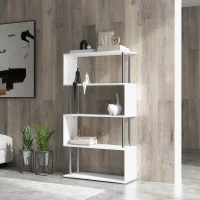 HOMCOM S Shape Bookcase, 5 Tiers Bookshelf, Modern Freestanding Storage Shelf for Home Office, Study, Living Room, 80 x 30 x 145cm, White(m-7)