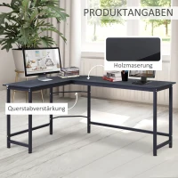 Vinsetto Computertisch Schreibtisch Eckschreibtisch höhenverstellbar Metall Schwarz 168 x 120 x 75 cm(m-6)