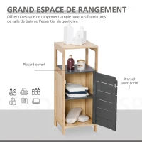 HOMCOM Meubles de Salle de Bain sur Pied Armoire de Rangement Colonne Gain de place avec Porte et tiroir en Bois et Bambou 32L x 30l x 80H cm(m-5)