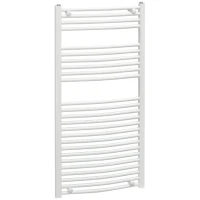 HOMCOM Curved Heated Towel Rail, Hydronic Bathroom Ladder Radiator Towel Warmer For Central Heating 600mm x 1200mm, White(m-11)