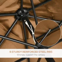 Outsunny 3x2m Garden Parasol Umbrella Outdoor Sun Shade Canopy with Tilt and Crank, Aluminium Frame Rectangular, Brown(m-7)