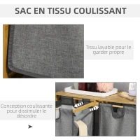 HOMCOM Panier à linge en bambou 2 paniers amovibles et coulissants en non-tissé 63,5 x 33 x 73 cm gris foncé(m-5)