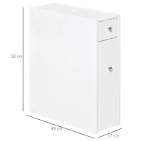 HOMCOM Mueble Auxiliar de Baño Estrecho con 2 Cajones y Compartimiento Superior con Tapa para Lavabo 17x48x58 cm Blanco(m-3)