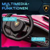 HOMCOM Elektro Kinderauto, lizenzierter Lamborghini Veneno, 3-7 km/h, Flügeltüren, Musikplayer, Fernsteuerung, pink(m-6)