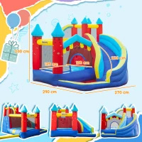 Outsunny Kids Bouncy Castle, with Slide, Pool, Trampoline, Climbing Wall, Blower(m-3)